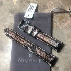 New Michele Metallic Snake Print Watch Band - 18.
